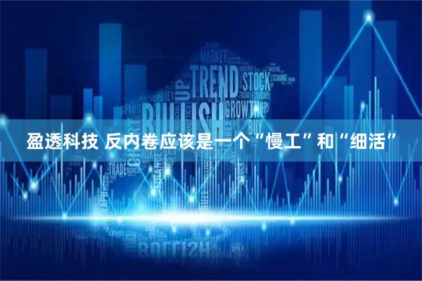 盈透科技 反内卷应该是一个“慢工”和“细活”
