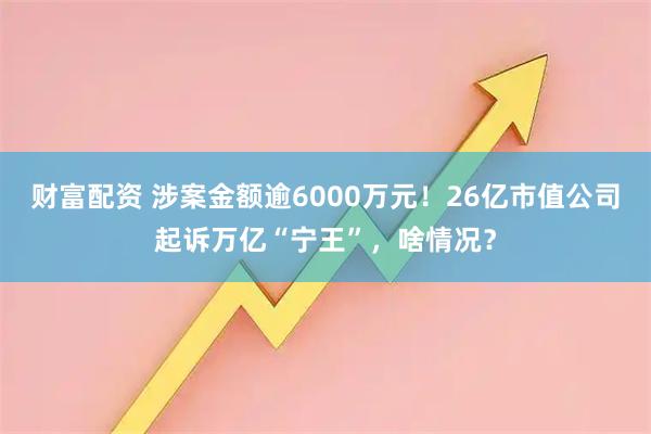 财富配资 涉案金额逾6000万元！26亿市值公司起诉万亿“宁王”，啥情况？