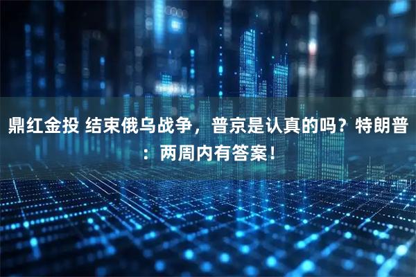 鼎红金投 结束俄乌战争，普京是认真的吗？特朗普：两周内有答案！